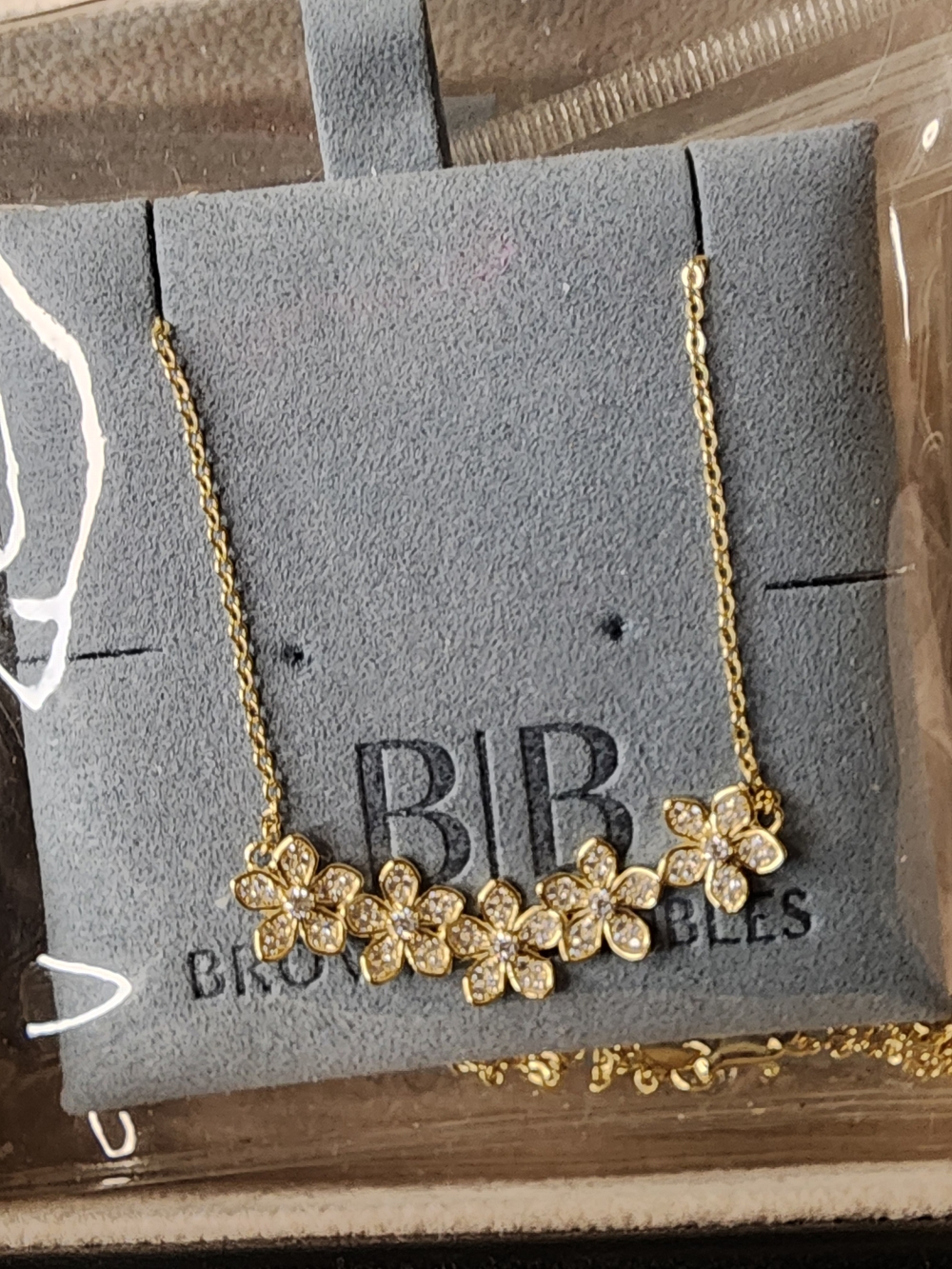 Gold Flower CZ Necklace - Gold Floral Pendant Jewelry